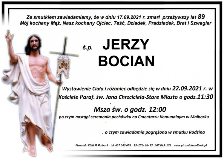 Zmarł Jerzy Bocian. Żył 89 lat.
