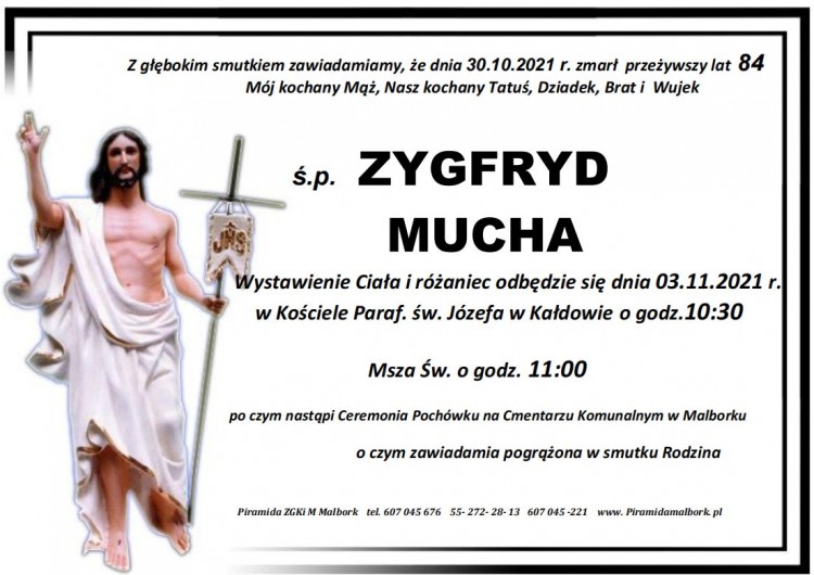Zmarł Zygfryd Mucha. Żył 84 lata.