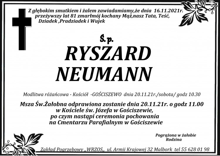Zmarł Ryszard Neumann. Żył 81 lat.