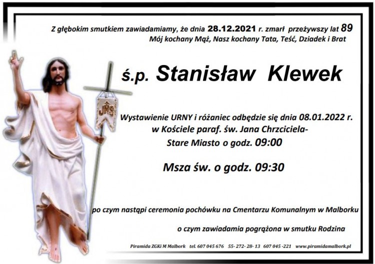 Zmarł Stanisław Klewek. Żył 89 lat.