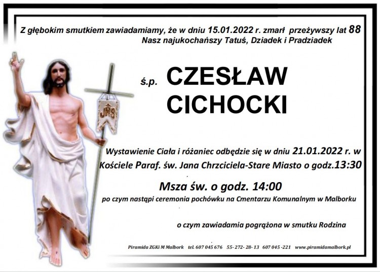 Zmarł Czesław Cichocki. Żył 88 lat.