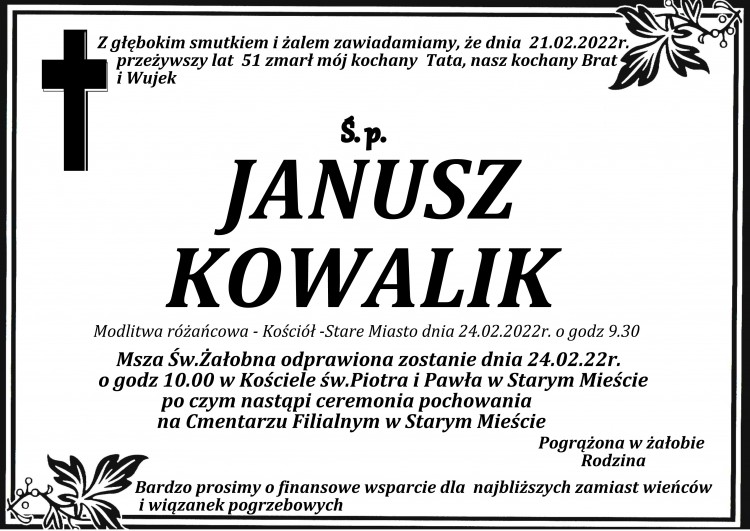 Zmarł Janusz Kowalik. Żył 51 lat.