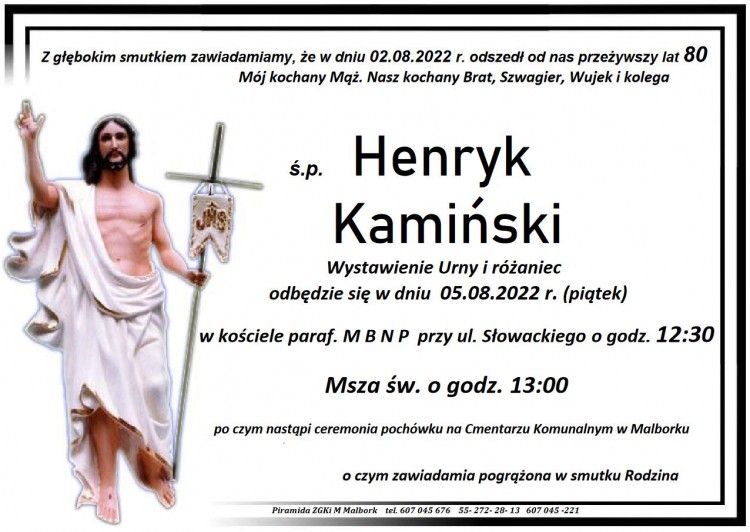 Zmarł Henryk Kamiński. Żył 80 lat.