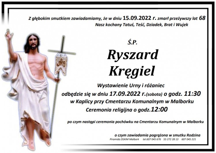 Zmarł Ryszard Kręgiel. Miał 68 lat.
