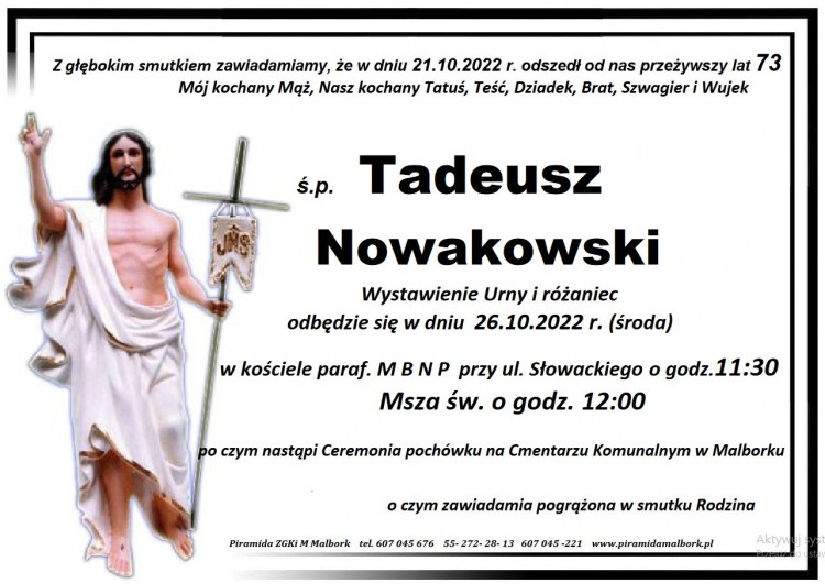 Zmarł Tadeusz Nowakowski. Żył 73 lata.