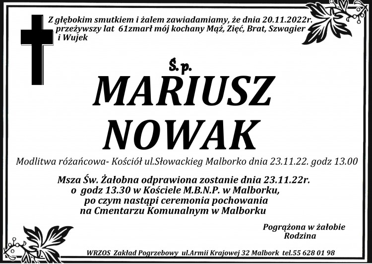 Odszedł Mariusz Nowak. Żył 61 lat.