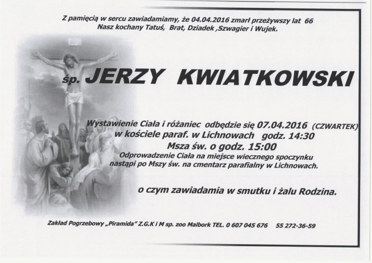 Zmarł Jerzy Kwiatkowski. Żył 66 lat.