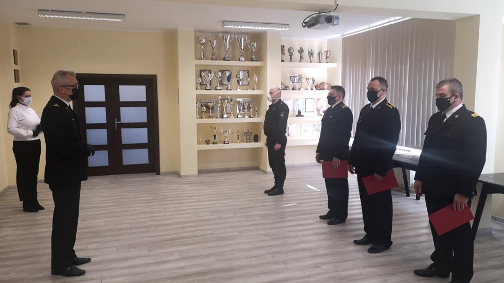 Malbork. Uroczystość mianowania na wyższe stanowiska służbowe w Komendzie Powiatowej Państwowej Straży Pożarnej.
