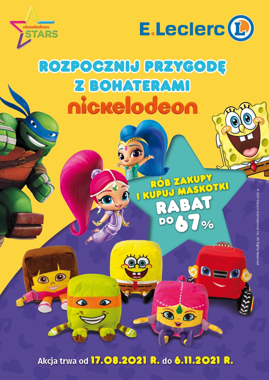 NIEZWYKŁA PRZYGODA Z BOHATERAMI BAJEK NICKELODEON  –  MOŻESZ MIEĆ JE WSZYSTKIE ROBIĄC ZAKUPY W E.LECLERC.