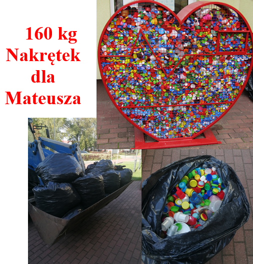 Stare Pole. 160 kg plastikowych nakrętek dla małego wojownika Mateusza.