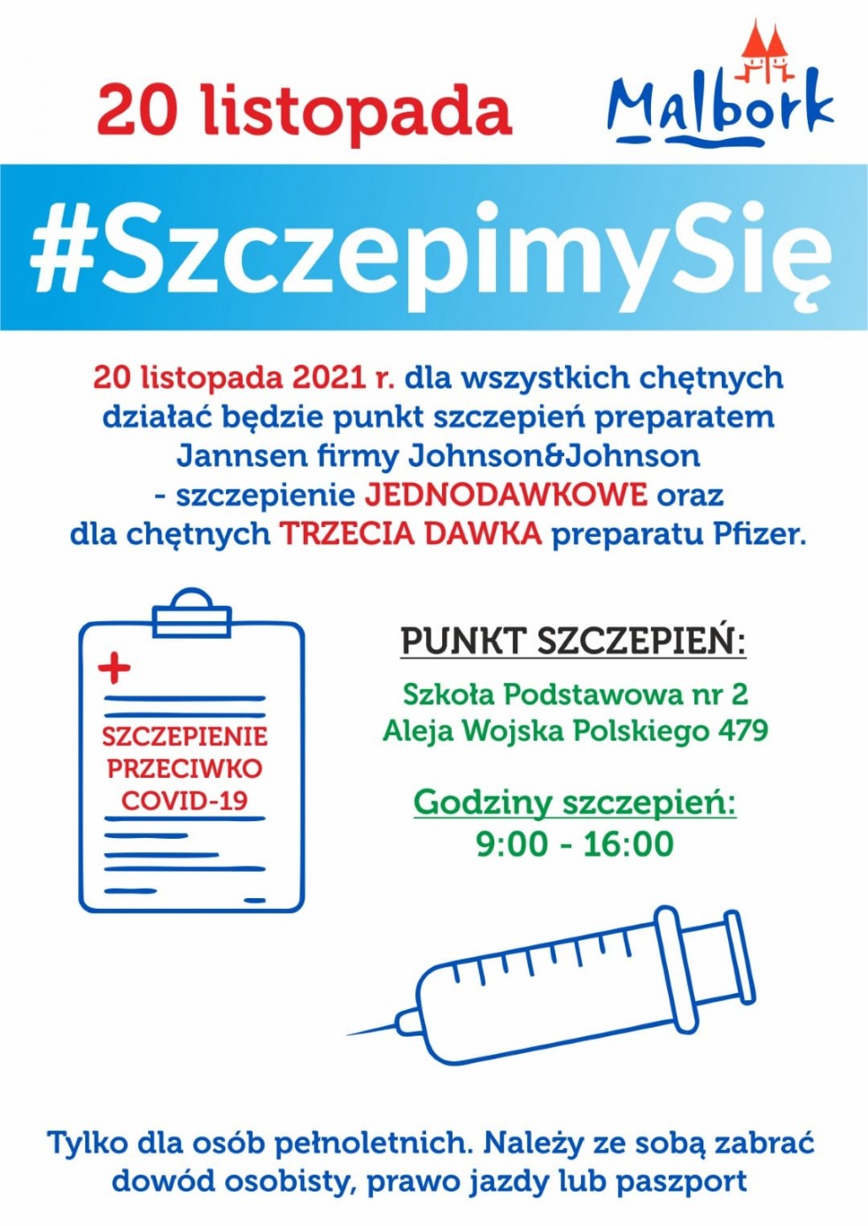 Malbork. Zaszczep się przeciwko COVID-19.