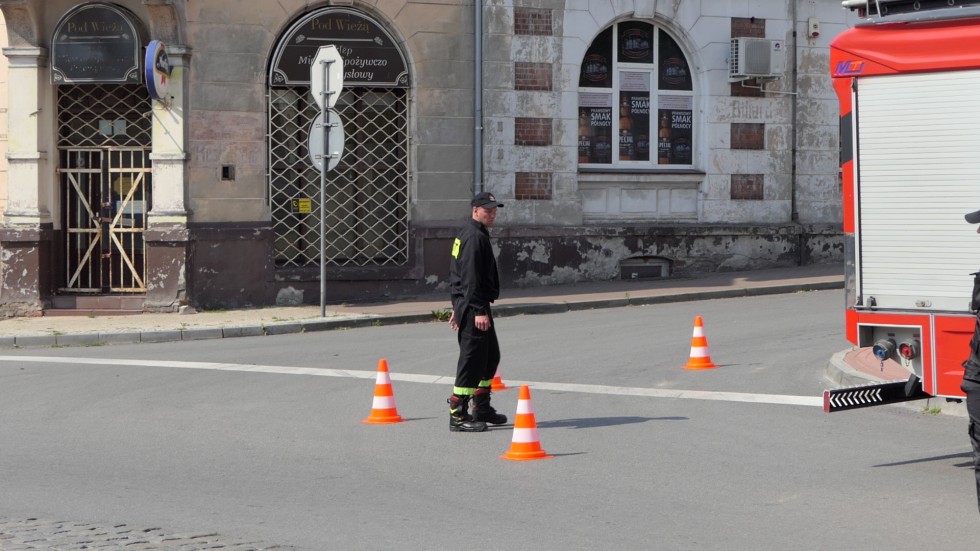Malbork. Ćwiczenia strażaków na Wieży Ciśnień.