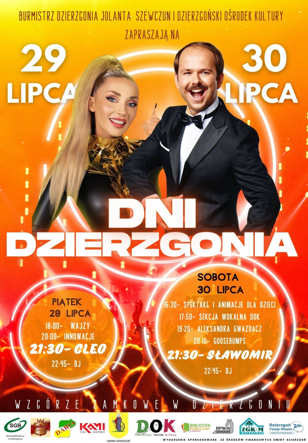 Cleo i Sławomir gwiazdami tegorocznych Dni Dzierzgonia. Szczegóły na plakacie.