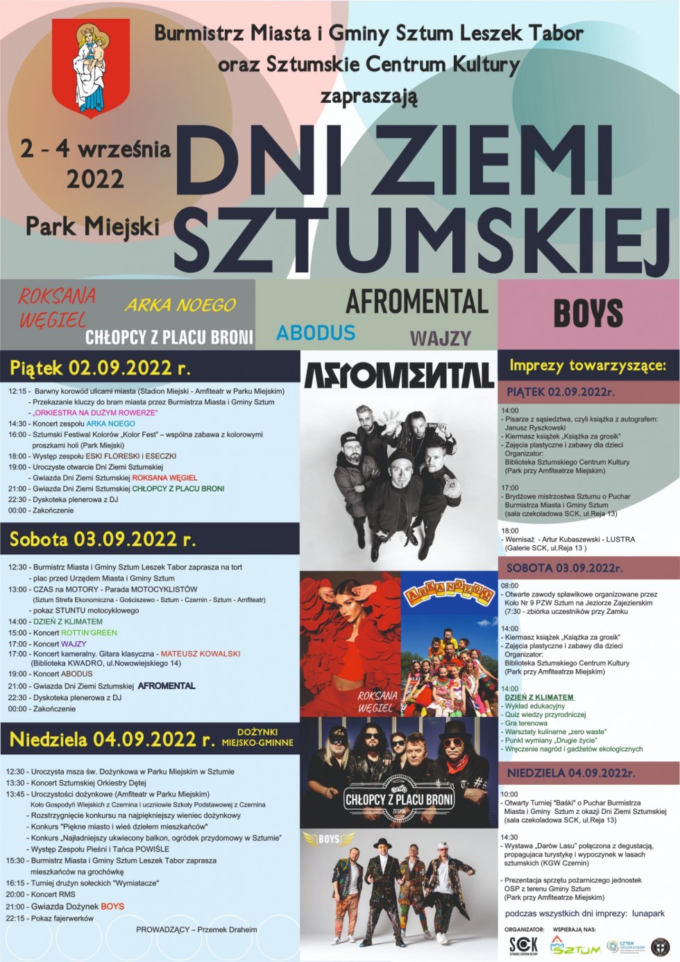 Afromental, Chłopcy z Placu Broni i Roksana Węgiel gwiazdami tegorocznych Dni Ziemi Sztumskiej. Szczegóły na plakacie.