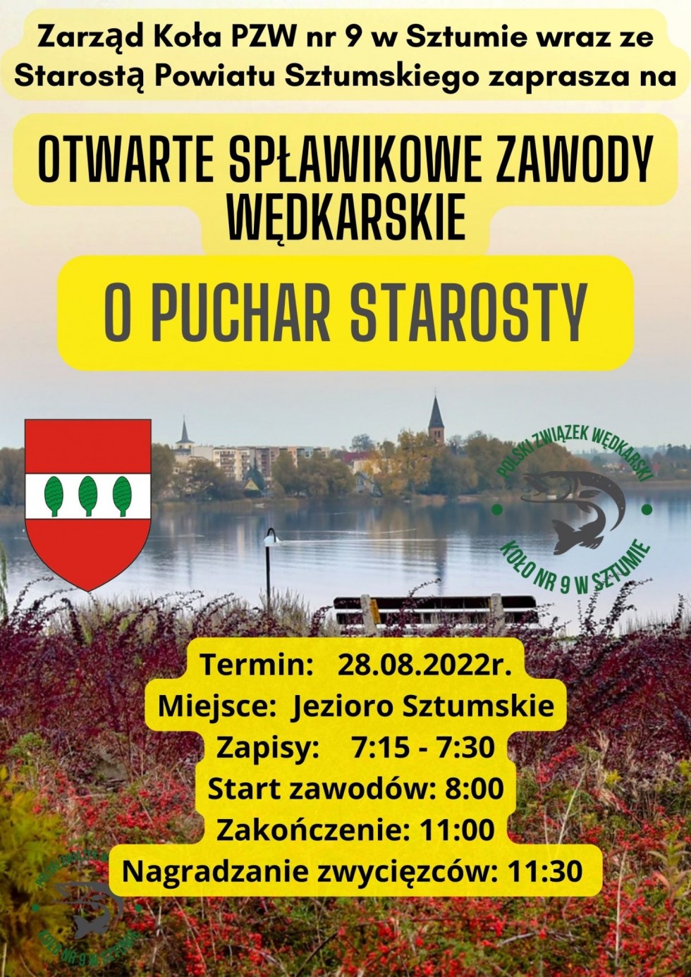 Sztum. Otwarte Spławikowe Zawody Wędkarskie o Puchar Starosty.