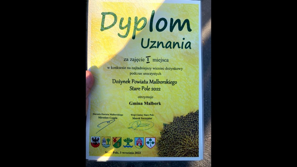 Gmina Malbork wygrała konkurs na najładniejszy wieniec dożynkowy.