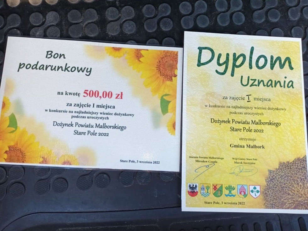 Gmina Malbork wygrała konkurs na najładniejszy wieniec dożynkowy.