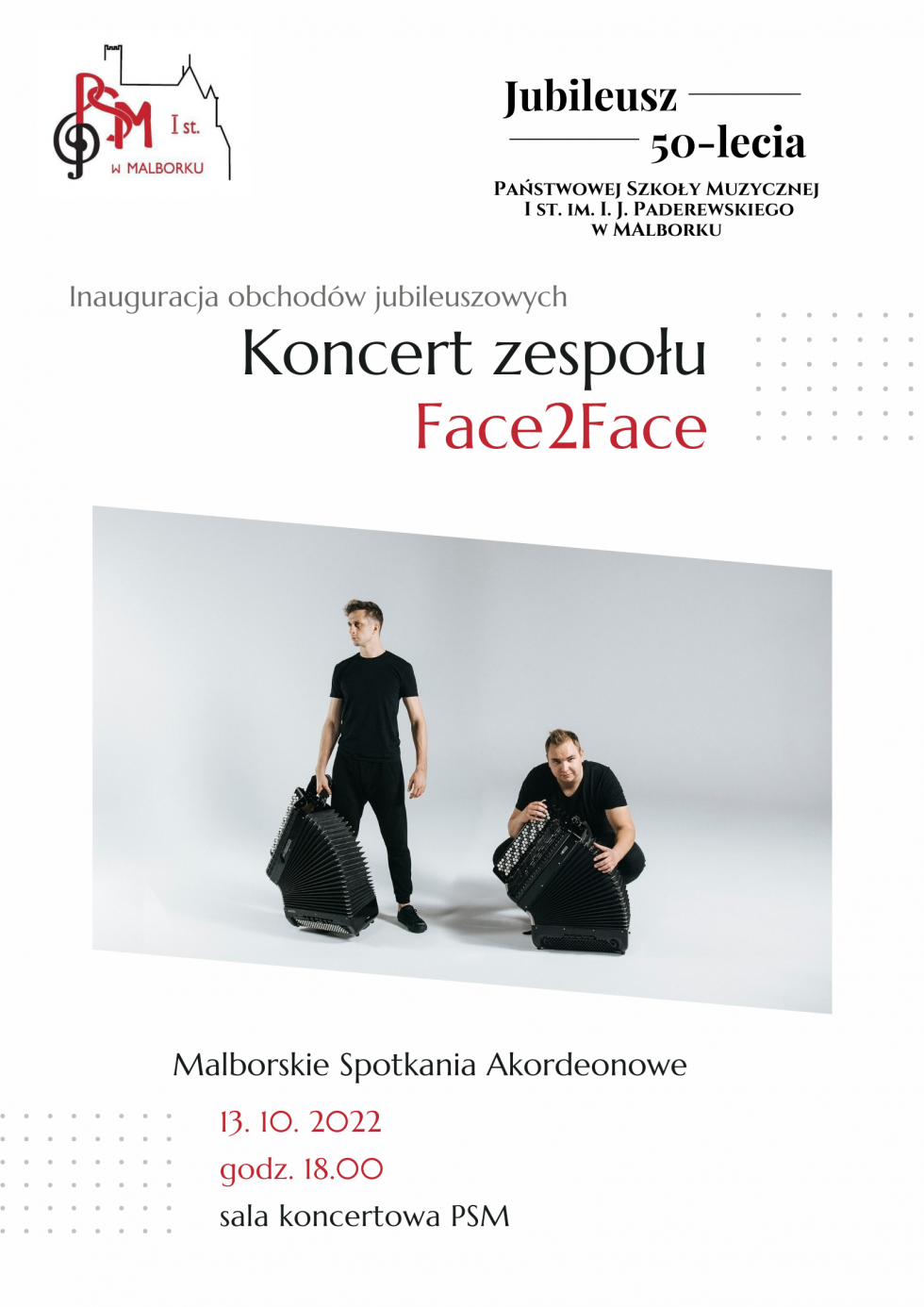 Malbork. Inauguracja obchodów 50-lecia Państwowej Szkoły Muzycznej – wystąpi duet Face 2 Face.