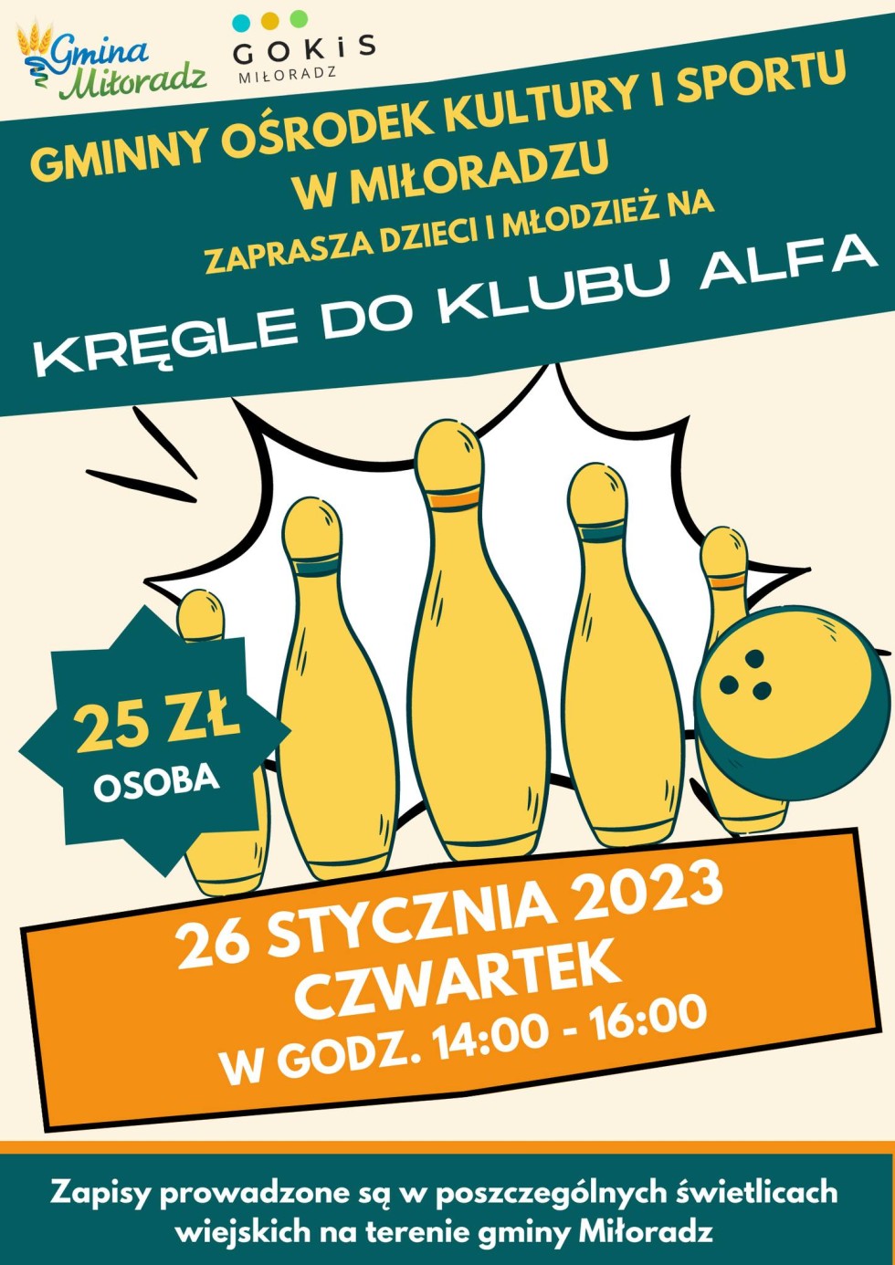 Gmina Miłoradz. Ferie zimowe pełne ciekawych atrakcji. Szczegóły na plakatach.