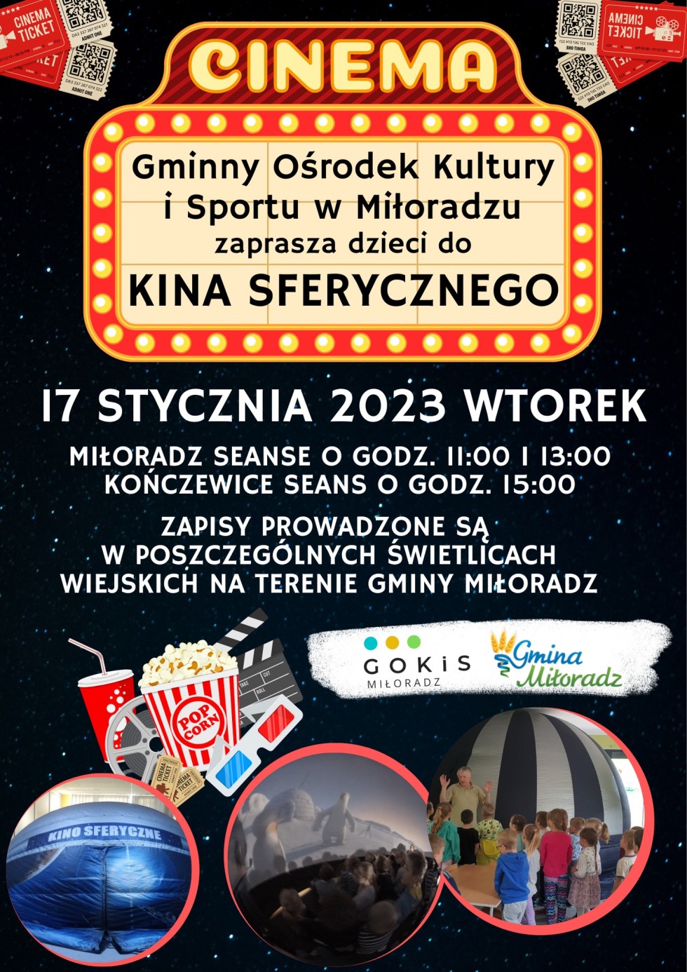 Gmina Miłoradz. Ferie zimowe pełne ciekawych atrakcji. Szczegóły na plakatach.