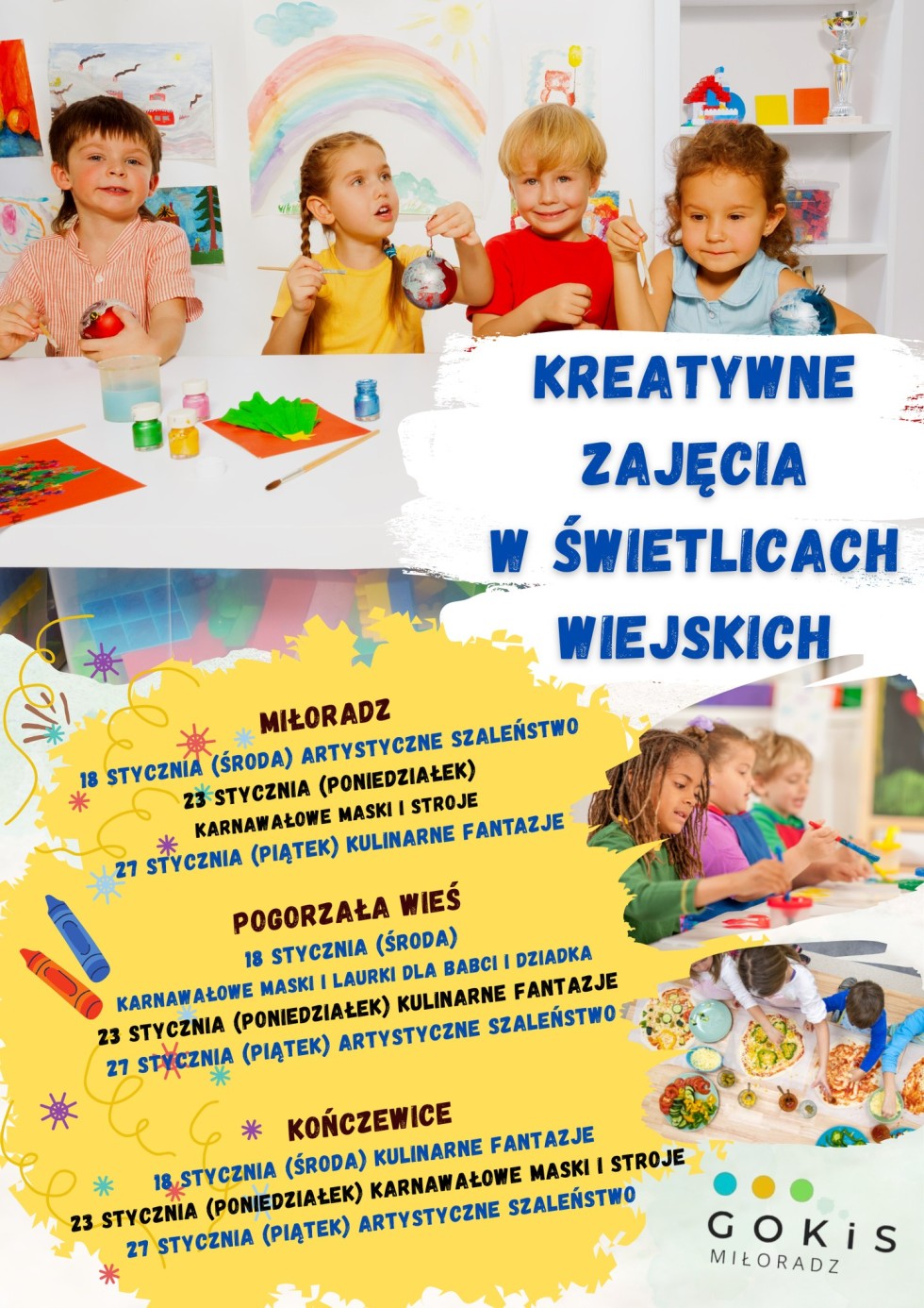 Gmina Miłoradz. Ferie zimowe pełne ciekawych atrakcji. Szczegóły na plakatach.
