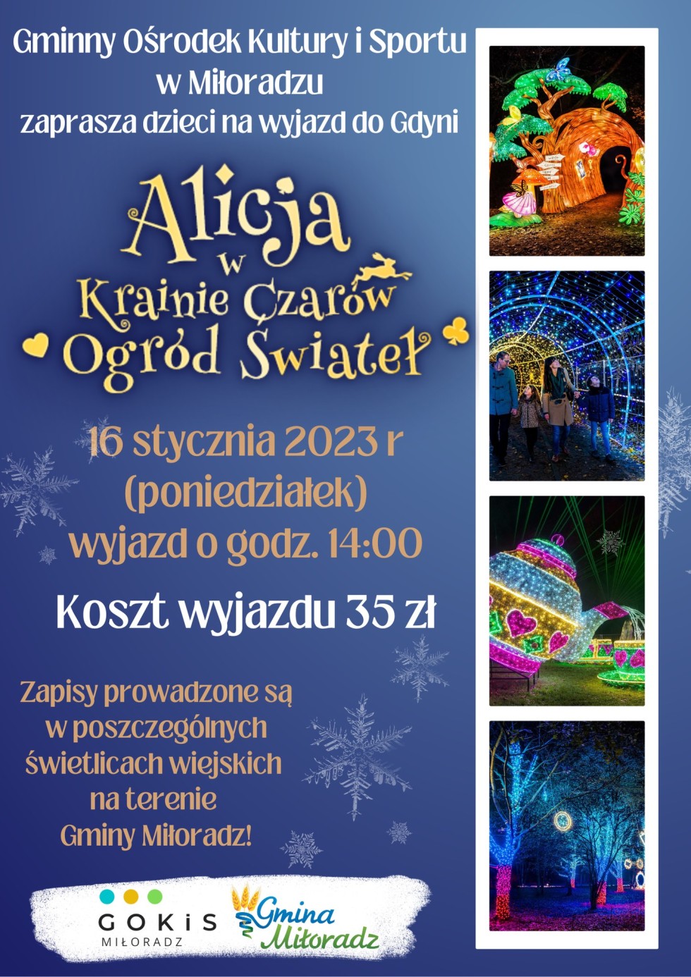 Gmina Miłoradz. Ferie zimowe pełne ciekawych atrakcji. Szczegóły na plakatach.