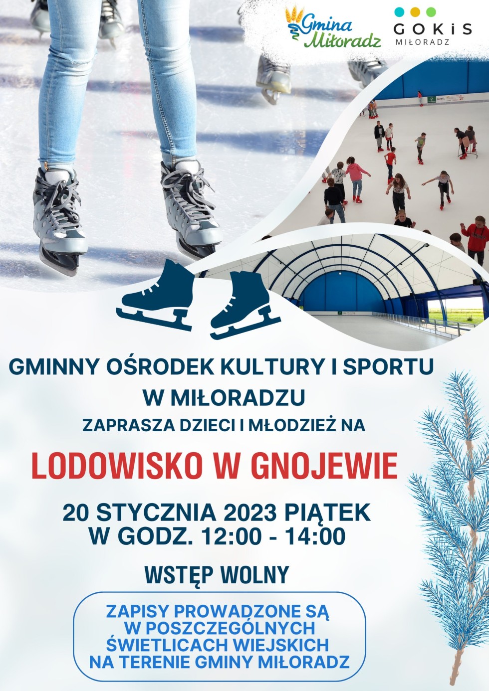 Gmina Miłoradz. Ferie zimowe pełne ciekawych atrakcji. Szczegóły na plakatach.
