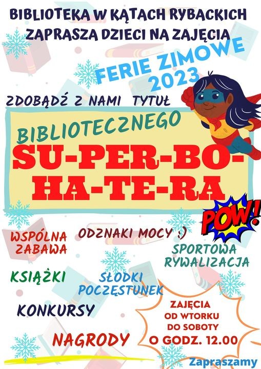 Gmina Sztutowo. Ferie w bibliotece - szczegóły na plakatach.