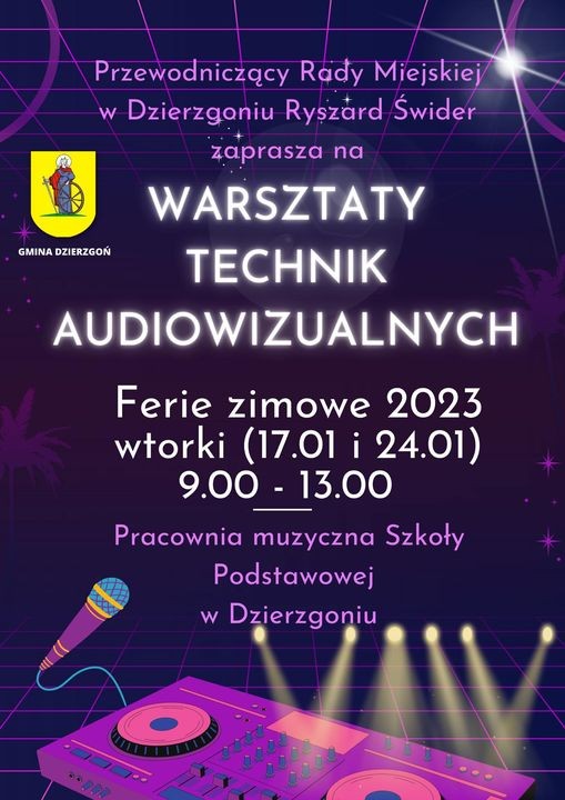 Gmina Dzierzgoń. Ferie zimowe – zajęcia dla dzieci i młodzieży. Szczegóły na plakatach.