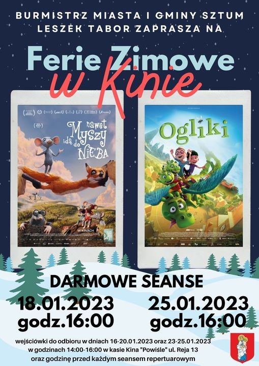 Ferie ze Sztumskim Centrum Kultury. Szczegóły na plakacie.
