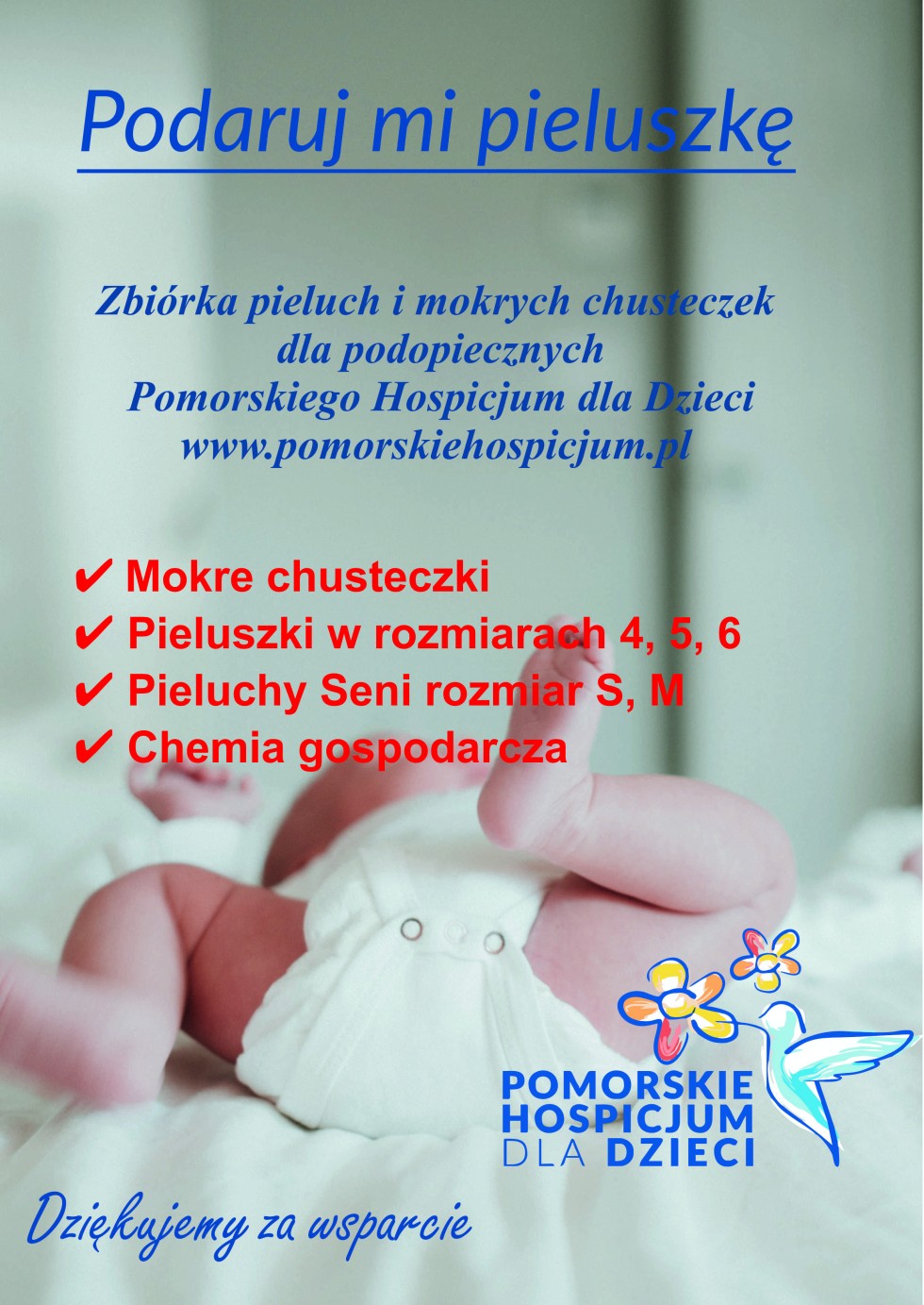 Gmina Malbork. Podaruj mi pieluszkę – uczniowie Szkoły Podstawowej wspierają Pomorskie Hospicjum dla Dzieci.