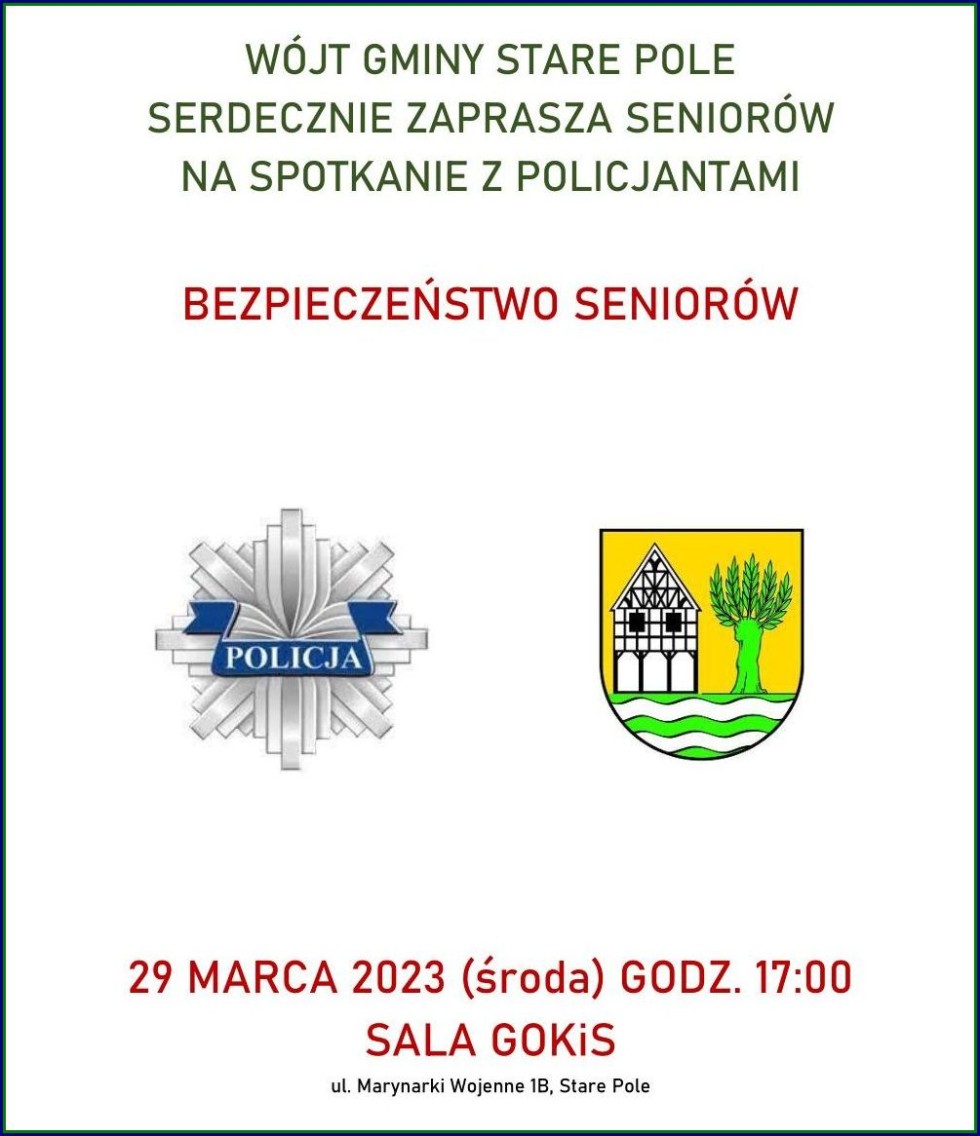 Gmina Stare Pole. Bezpieczeństwo seniorów – spotkanie z policjantami.