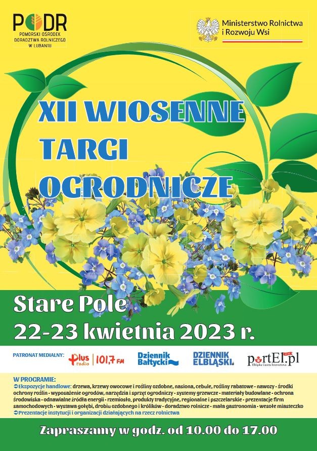 Stare Pole. Wiosenne Targi Ogrodnicze. Szczegóły na plakacie.