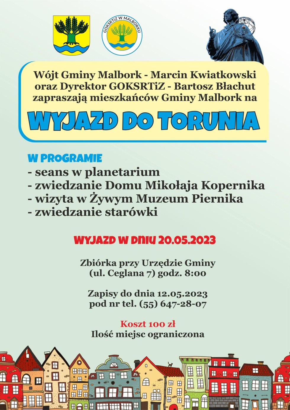 Gmina Malbork. Trwają zapisy na wycieczkę do Torunia.