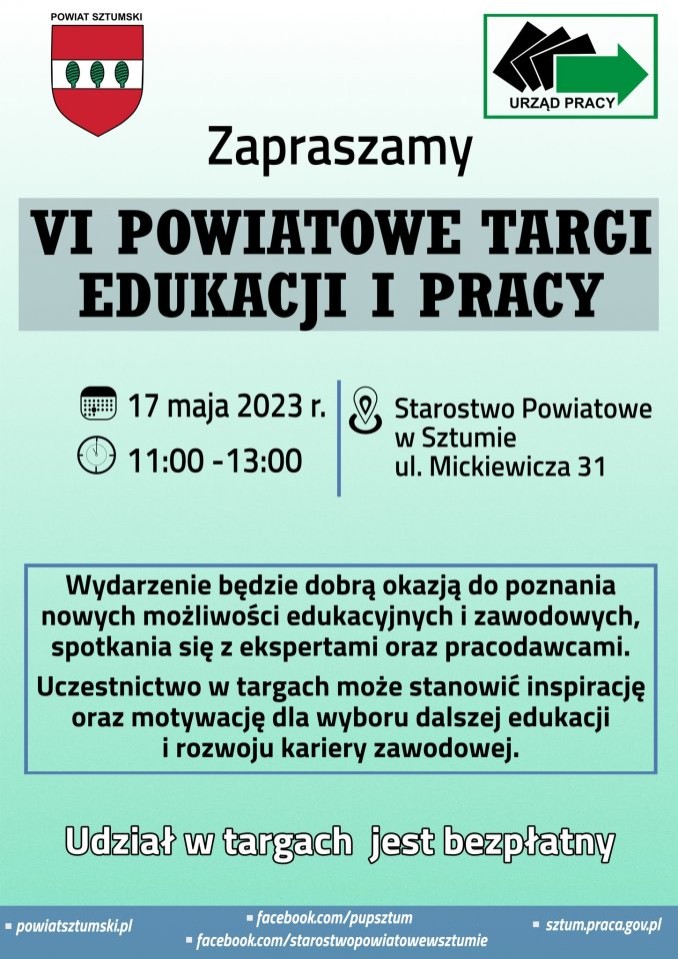 Sztum. Powiatowe Targi Edukacji i Pracy.