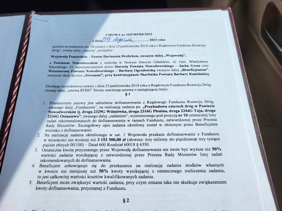 Powiat Nowodworski. Ponad 3 mln zł dotacji na przebudowę dróg.