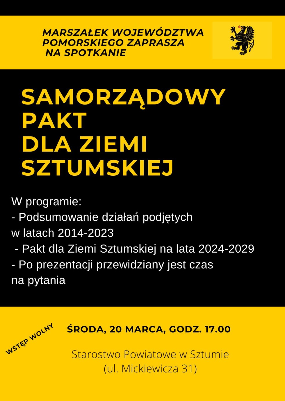 Samorządowy pakt dla Ziemi Sztumskiej – zaproszenie na spotkanie.