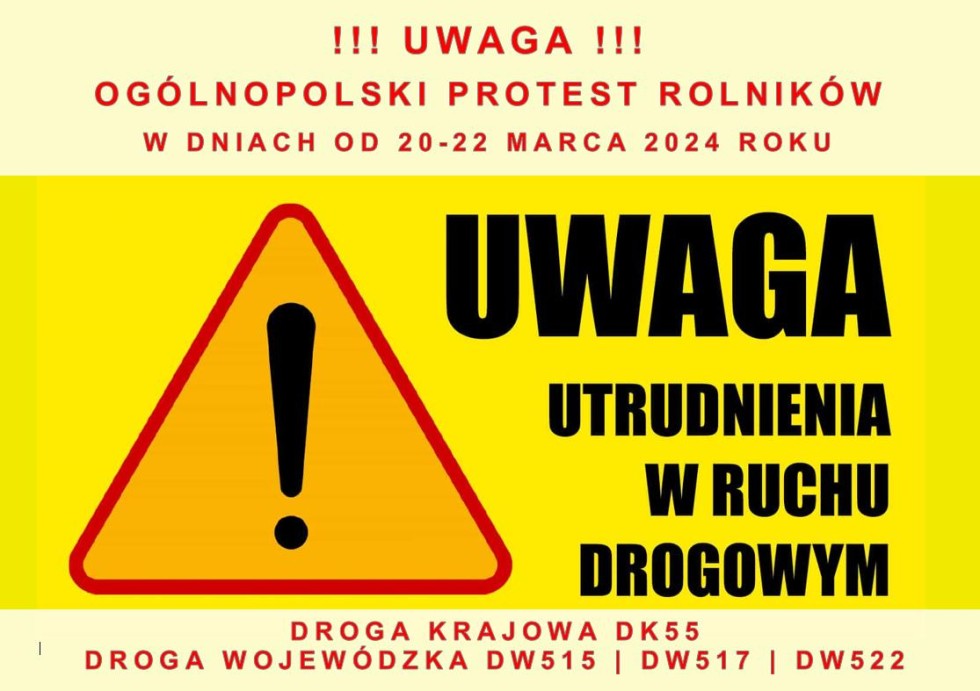 Powiat sztumski. Od środy protest rolników i utrudnienia w ruchu drogowym.