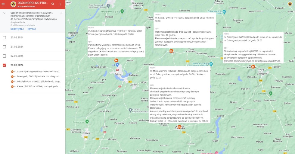 Powiat sztumski. Od środy protest rolników i utrudnienia w ruchu drogowym.
