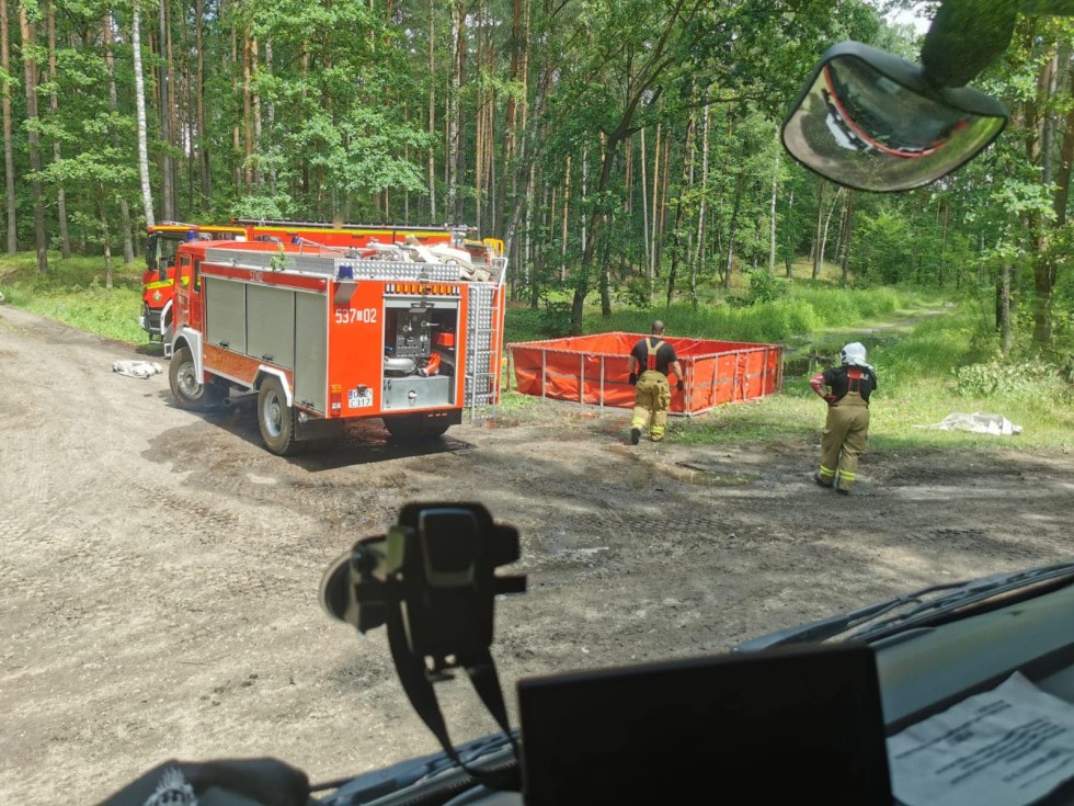 Powiat sztumski. Pożar lasu – ćwiczenia strażackie.