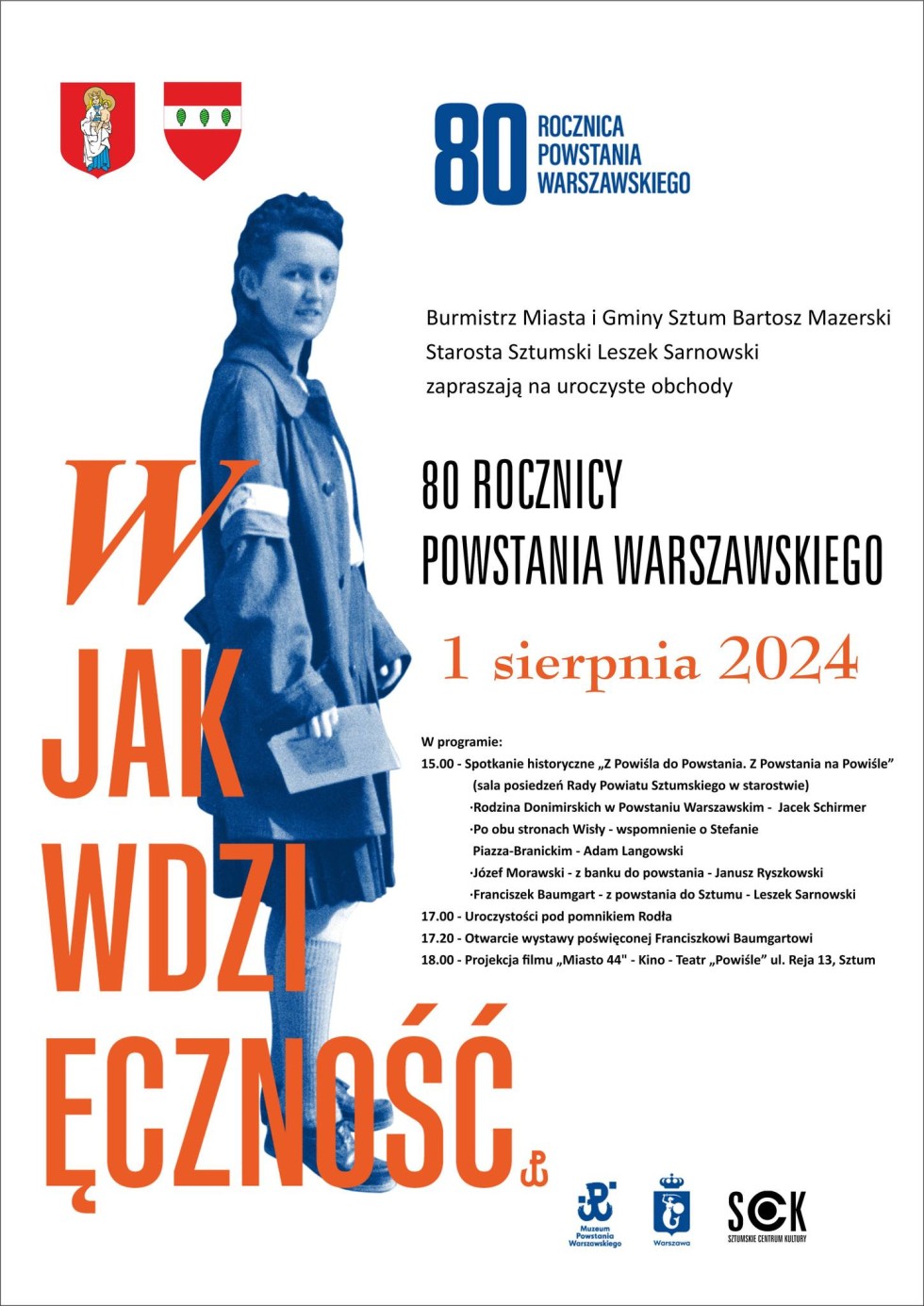 Powiat sztumski. Obchody 80. rocznicy Powstania Warszawskiego.