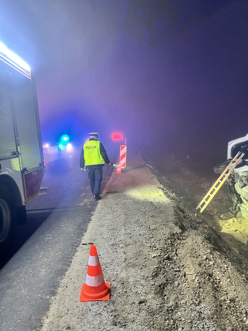 DK22. Samochód dostawczy wpadł do przydrożnego rowu przed Starym Polem.