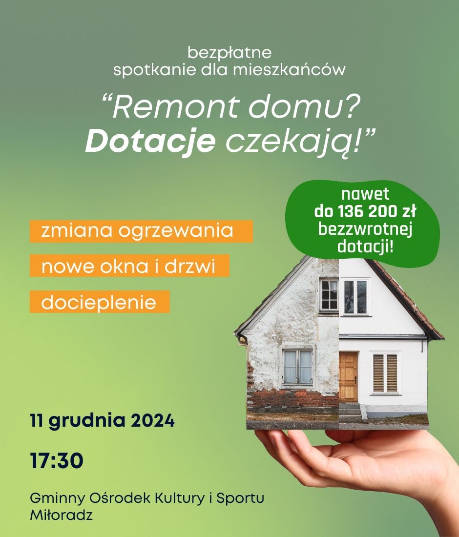 Czyste Powietrze w Gminie Miłoradz – wkrótce spotkanie z mieszkańcami.