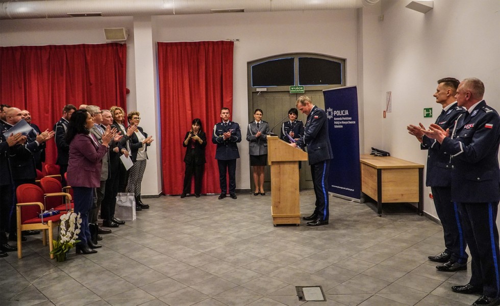 Nowy Dwór Gdański. Pożegnanie Komendanta Powiatowego Policji insp. Piotra Wiśniewskiego.