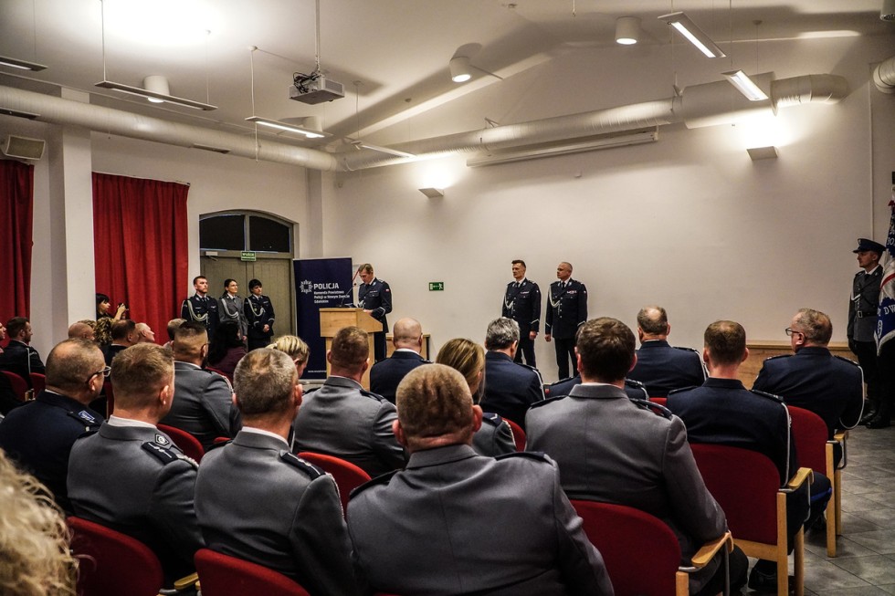 Nowy Dwór Gdański. Pożegnanie Komendanta Powiatowego Policji insp. Piotra Wiśniewskiego.