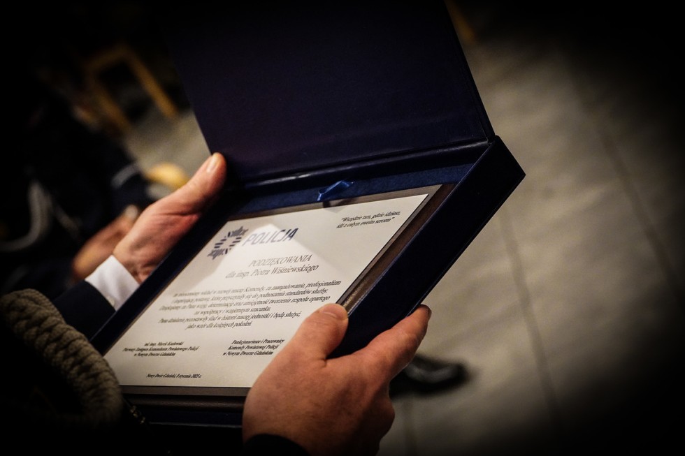 Nowy Dwór Gdański. Pożegnanie Komendanta Powiatowego Policji insp. Piotra Wiśniewskiego.