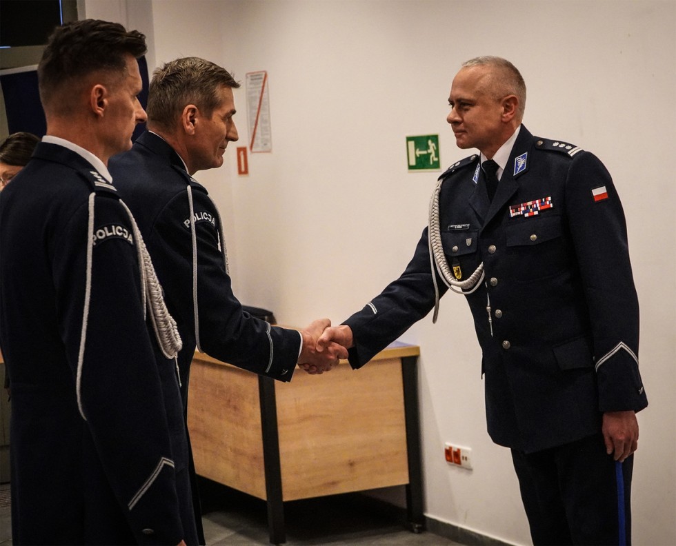 Nowy Dwór Gdański. Pożegnanie Komendanta Powiatowego Policji insp. Piotra Wiśniewskiego.