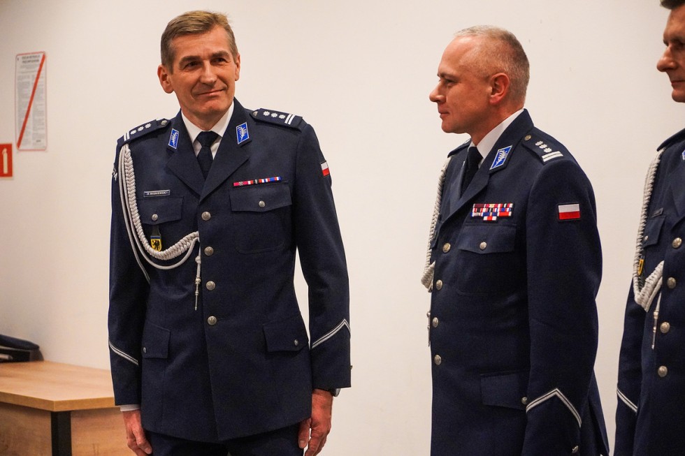 Nowy Dwór Gdański. Pożegnanie Komendanta Powiatowego Policji insp. Piotra Wiśniewskiego.