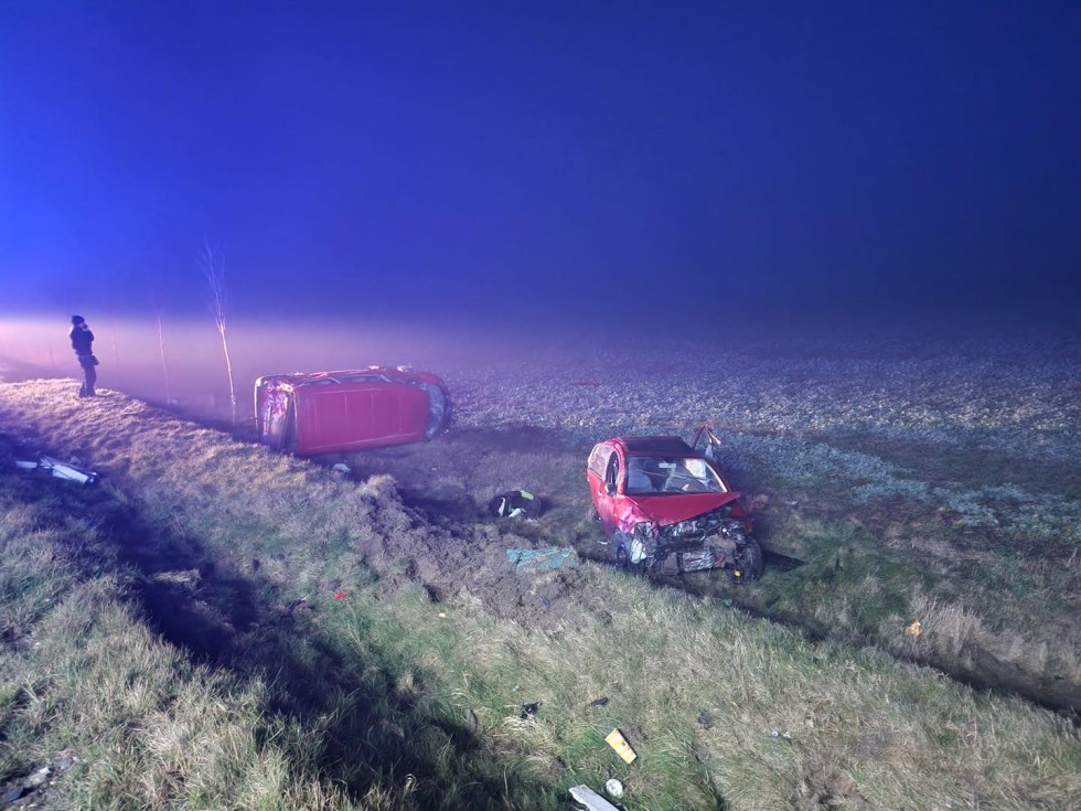 Wypadek w Dąbrówce Malborskiej DW 515. Zderzenie dwóch pojazdów – 20.01.2025