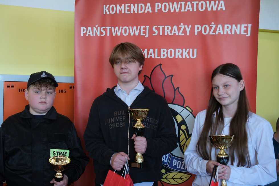 Młodzi strażacy z wiedzą i pasją – eliminacje powiatowe Ogólnopolskiego Turnieju Wiedzy Pożarniczej w Malborku.